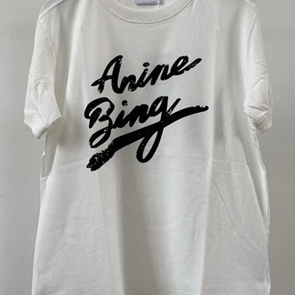 Anine Bing Jaylin White Graphic Tee Shirt. - Picture 2 of 4